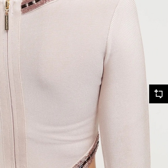 Marciano Guess Bandage Dress / Dusty Pink / jewelled Neckline & Cutouts at waist - Picture 2 of 13